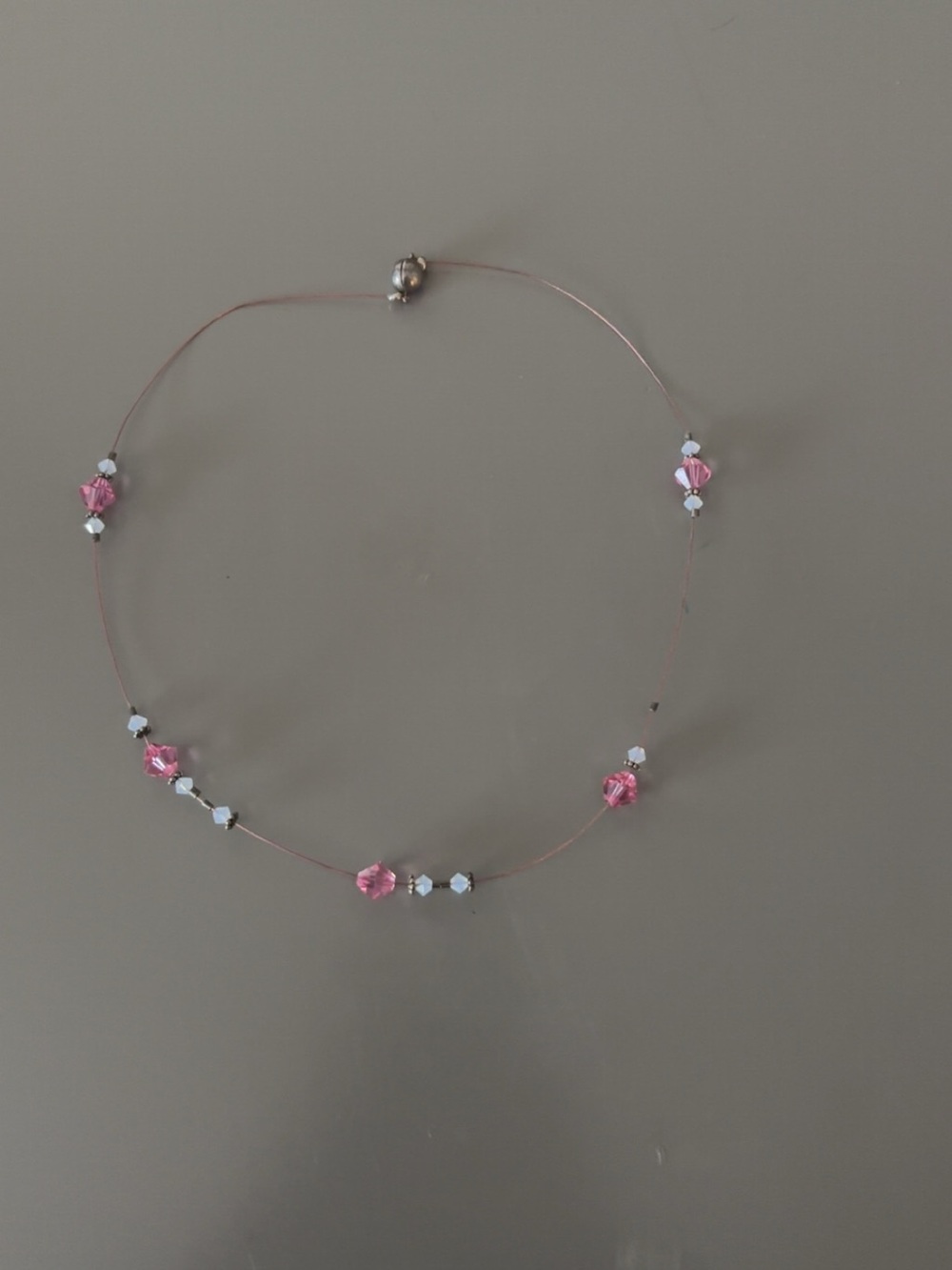 Delicate Pink Crystal Floating Necklace